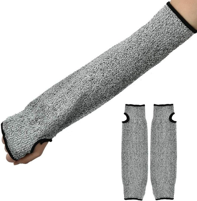 woobles 1 Pair of Safety Arm Protection, HPPE Cut Resistant Anti-Abrasion Long-Sleeved Work Gloves for Glass Processing Enterprises, Slaughtering and Processing Places, Machinery Manufacturing(45cm) - Image 2